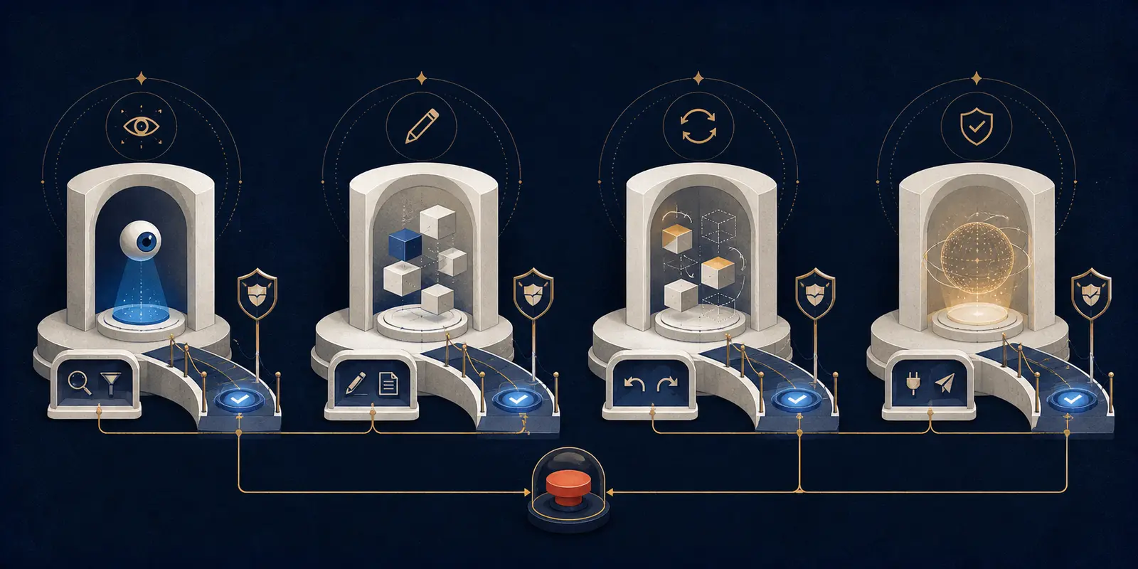 Illustration of a staged rollout for an AI agent acting on behalf of a user