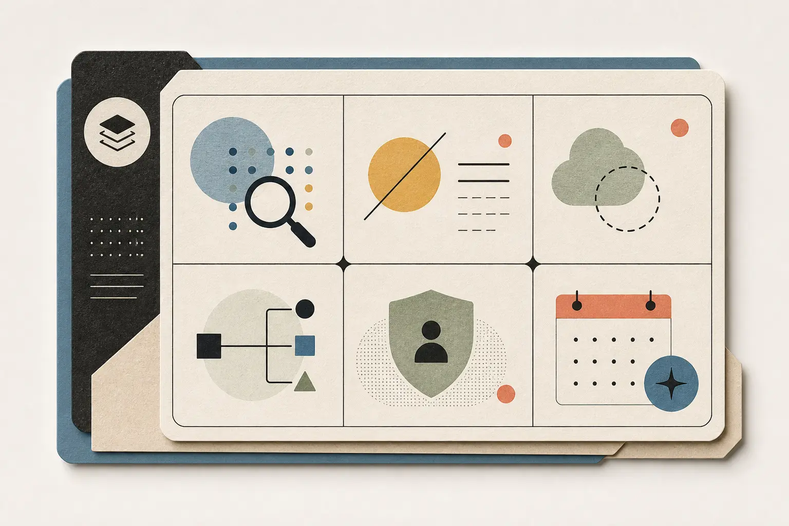 Illustration of a dataset review record showing evidence, limits, unknowns, and the next refresh date