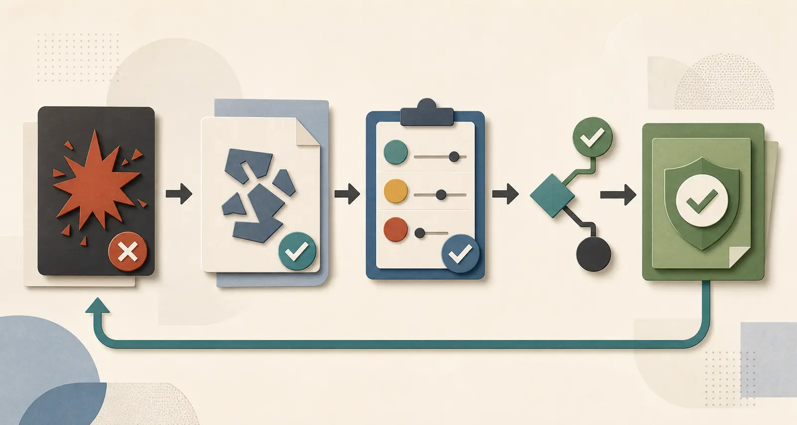 Illustration of a team turning one verified production failure into a replayable release check
