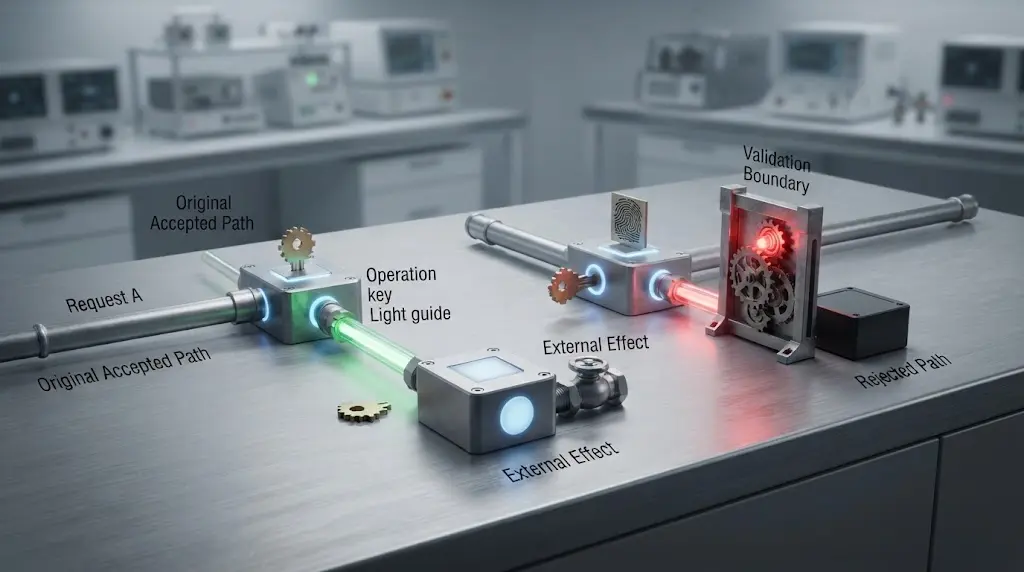 A changed request fingerprint rejected before it can reuse an existing operation key