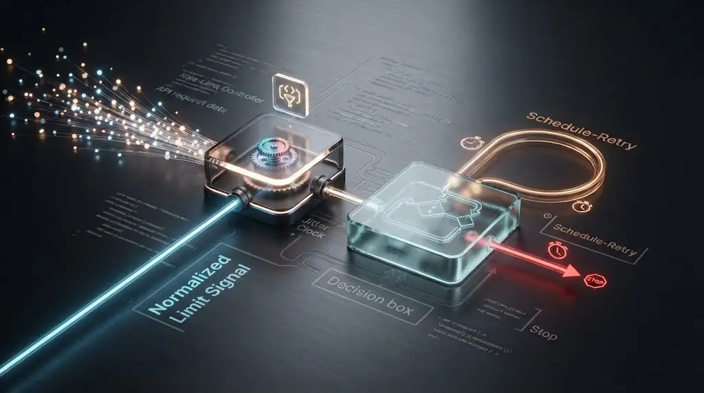 Illustration of a vendor-neutral AI agent rate-limit controller