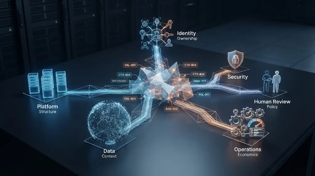 Illustration of AI agent validation failures routed to the right owners.