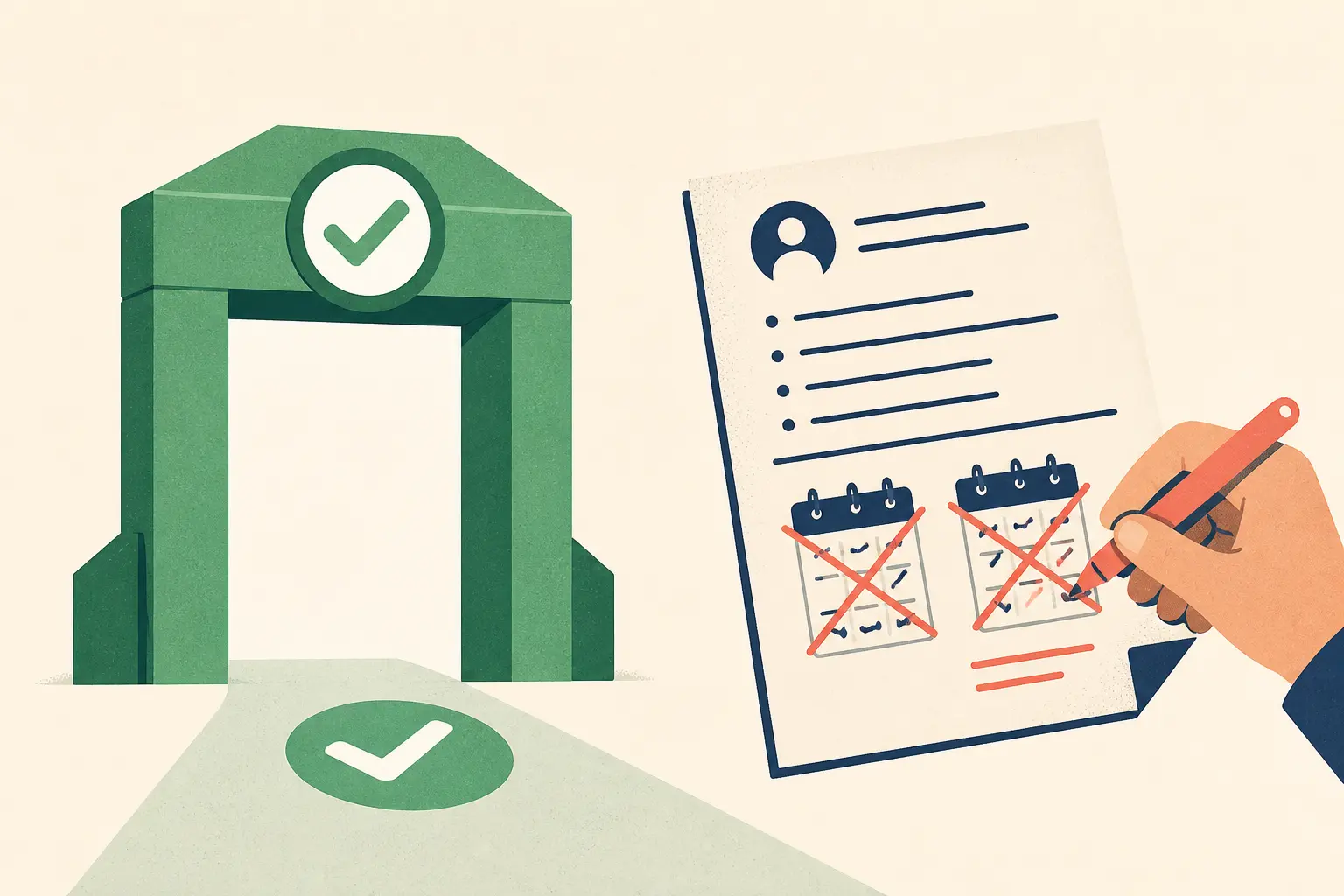 Illustration of an AI evaluation score passing while a user corrects a failed workflow