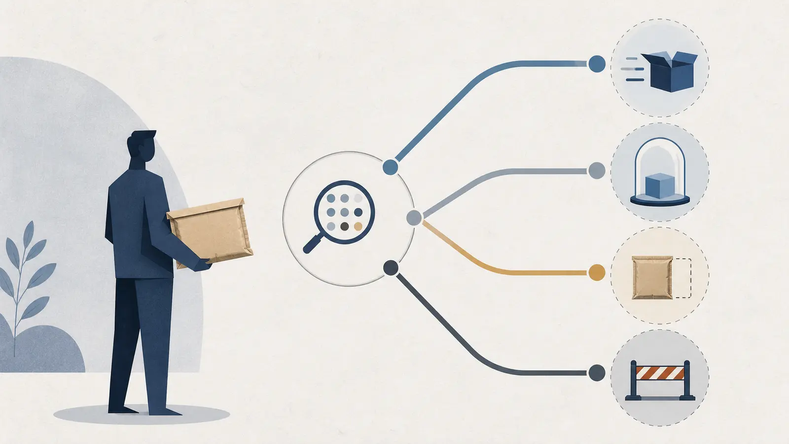 Illustration of a product manager using the shipping packet to choose between ship, narrow scope, supervised pilot, and stop