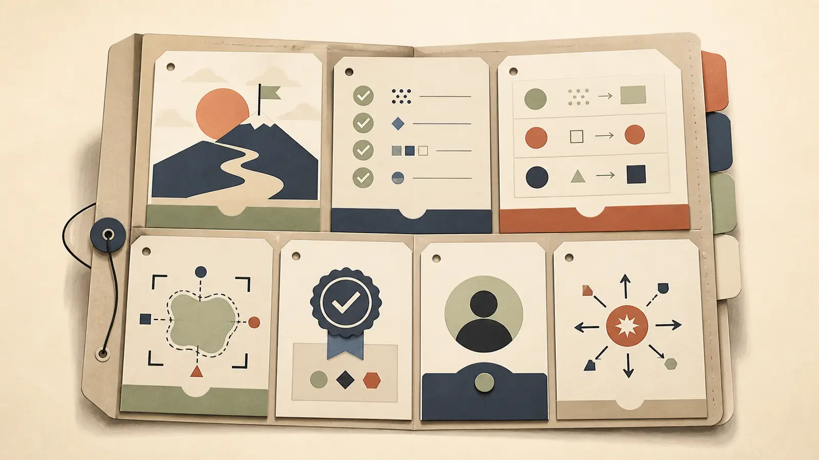 Illustration of the seven-field AI shipping packet as a product document connecting user outcome, tests, boundaries, outcome proof, owner, and change triggers