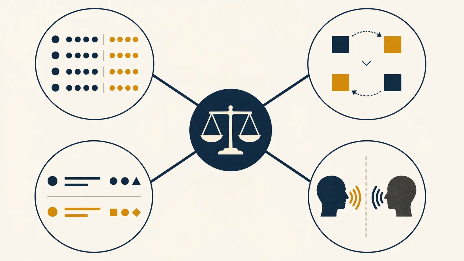 Illustration of an LLM judge score splitting into four diagnostic paths