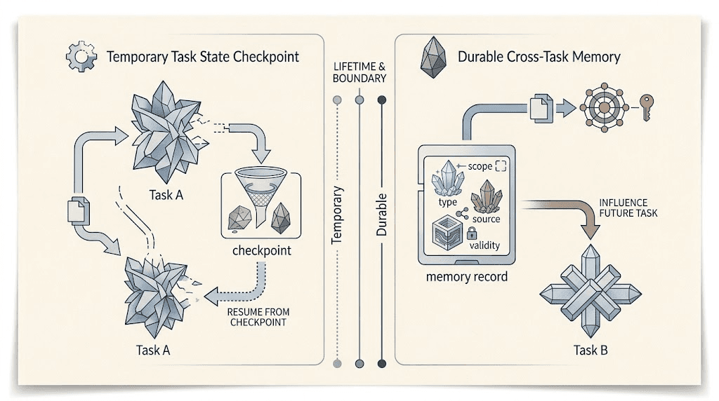 Several AI agents connected by bounded handoffs that carry verified artifacts across context and permission boundaries