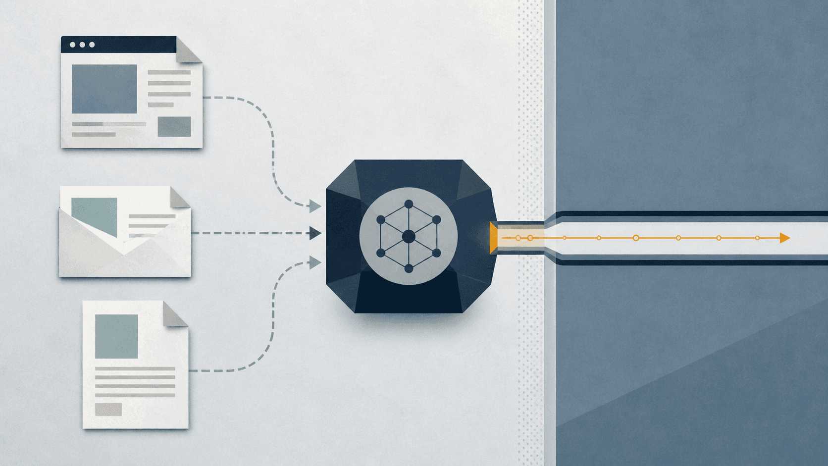Editorial diagram showing untrusted content separated from an AI agent action behind authorization and approval boundaries