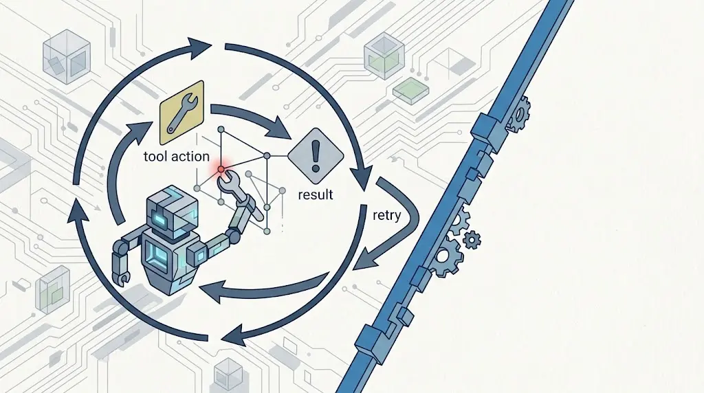 An AI agent loop stopped at a boundary after repeated tool actions fail to produce progress