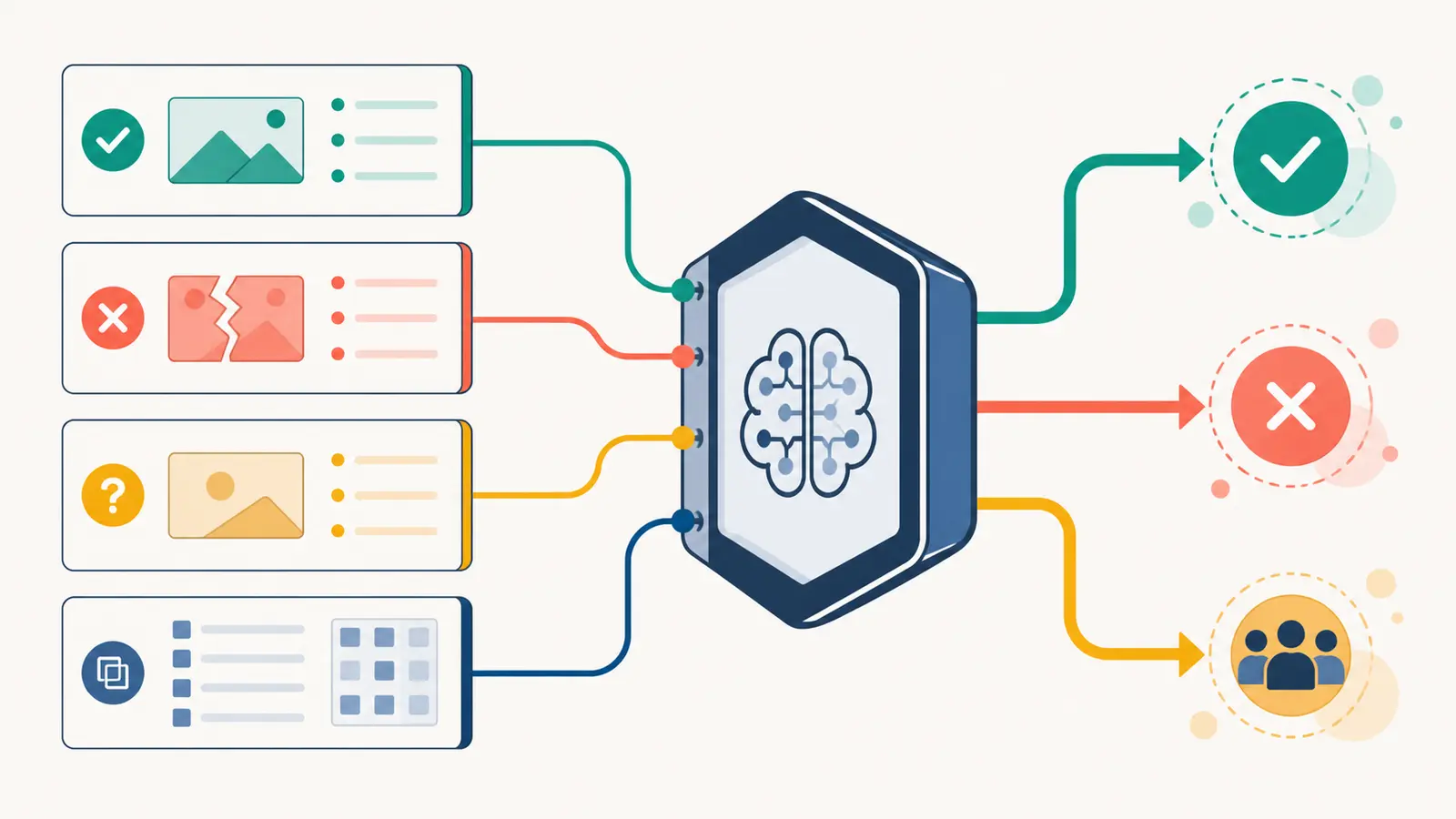 Illustration of an AI reviewer approving polished output while a hidden task failure remains