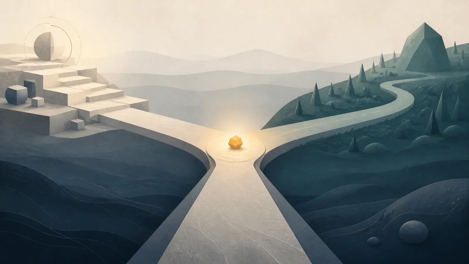 A decision map routes an AI initiative toward a consultant, agency, internal team, or time-boxed hybrid handoff