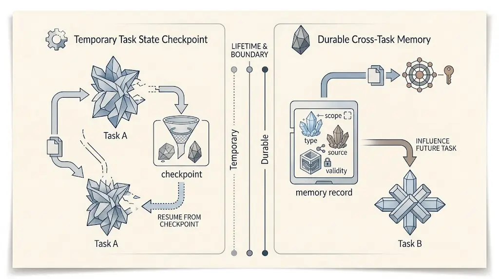 Several AI agents connected by bounded handoffs that carry verified artifacts across context and permission boundaries