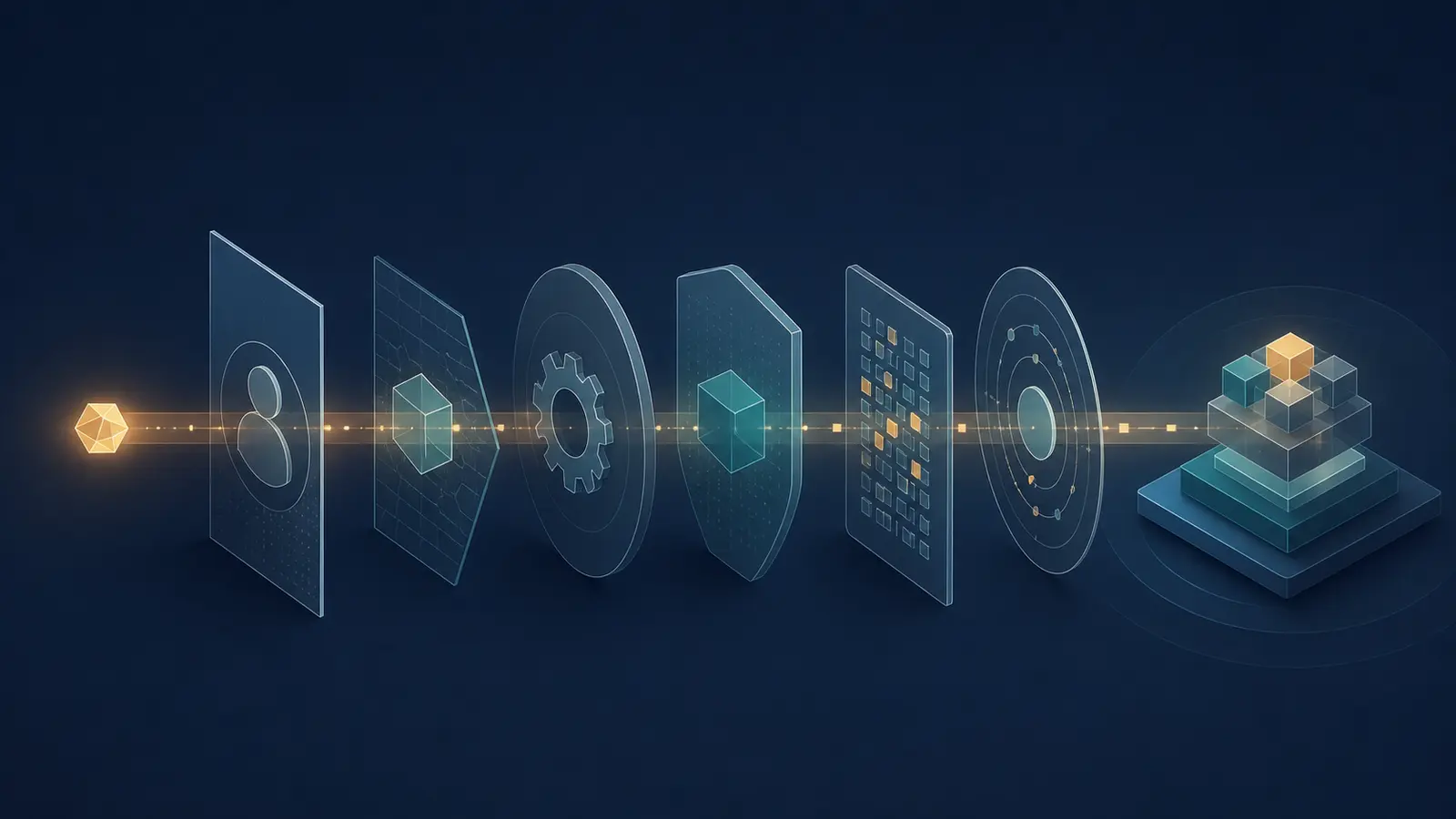 An AI agent tool request passing through identity, scope, policy, and execution boundaries before reaching a business system