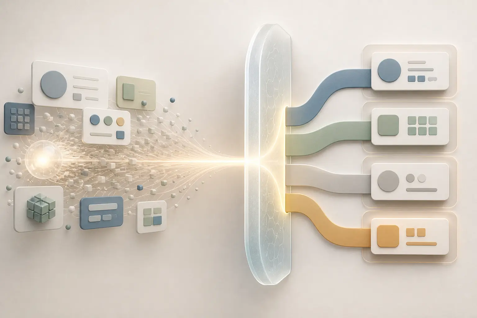 Illustration of an AI feature switching from full capability to bounded degraded modes