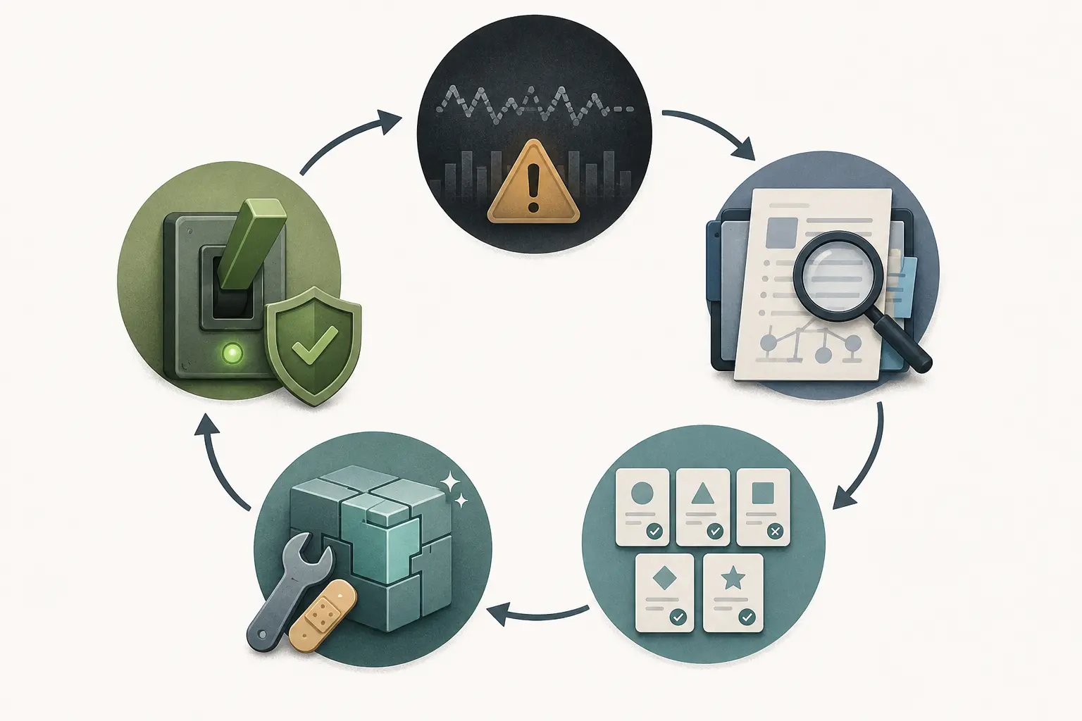 Illustration of an AI feature architecture with fallback components and a circuit breaker