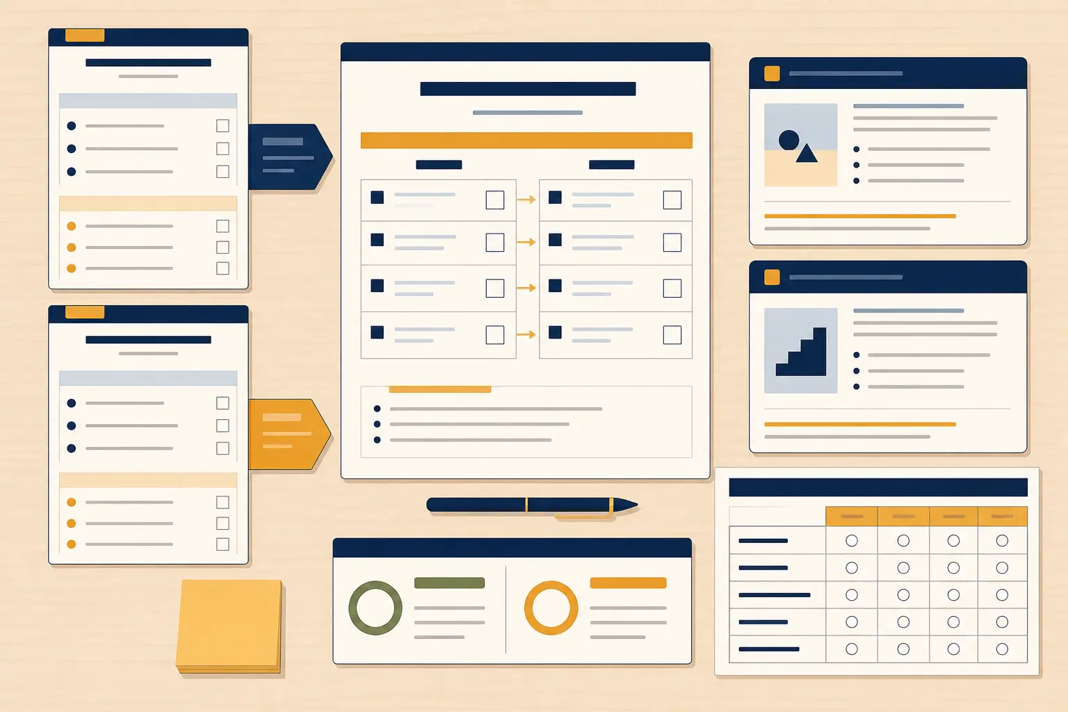 Illustration of a before-and-after AI tutoring transfer evaluation worksheet