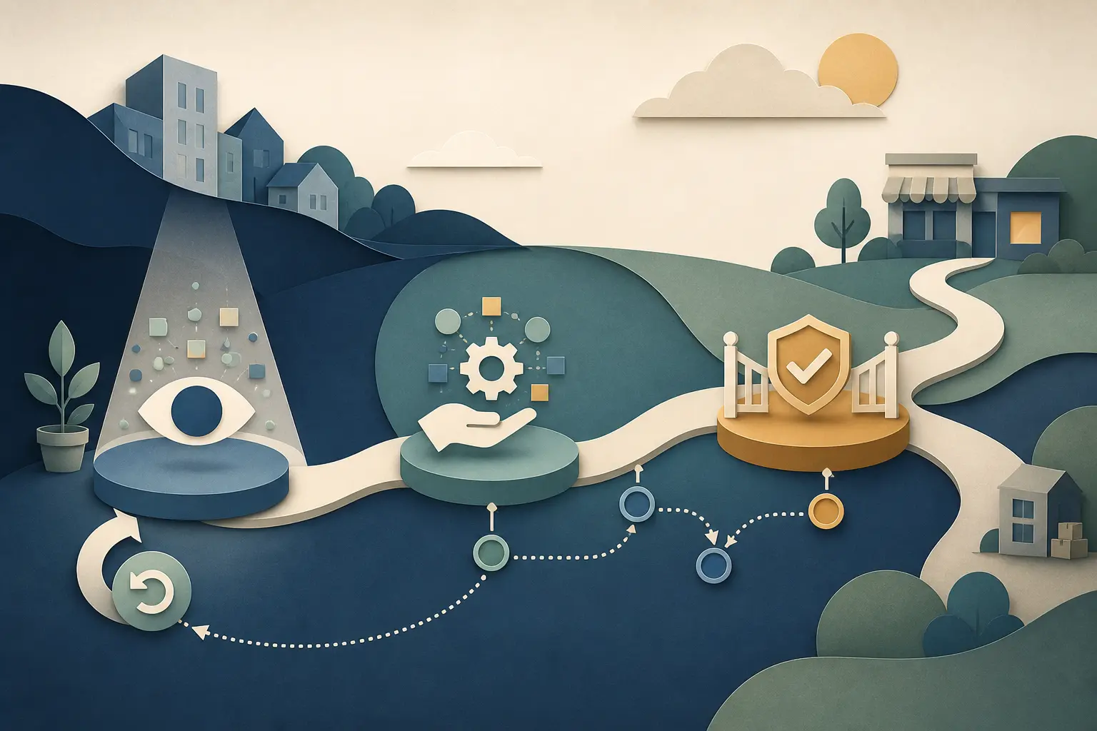 Illustration of sequencing AI pilots from observation to controlled action