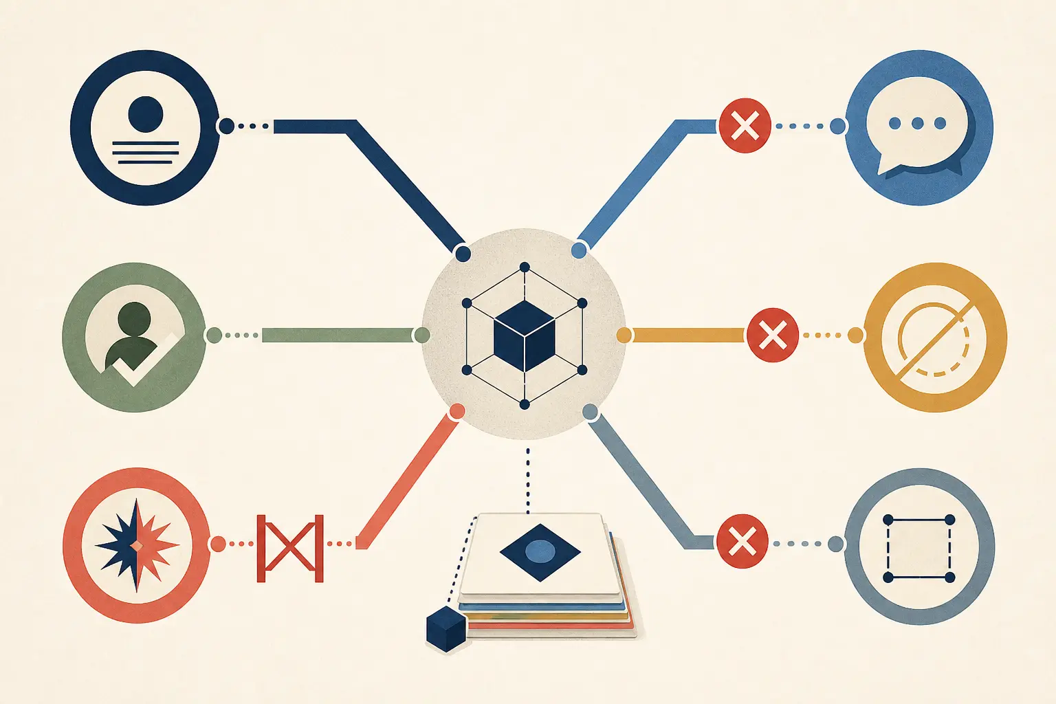 Illustration of six AI acceptance cases and their buyer-owned boundary outcomes