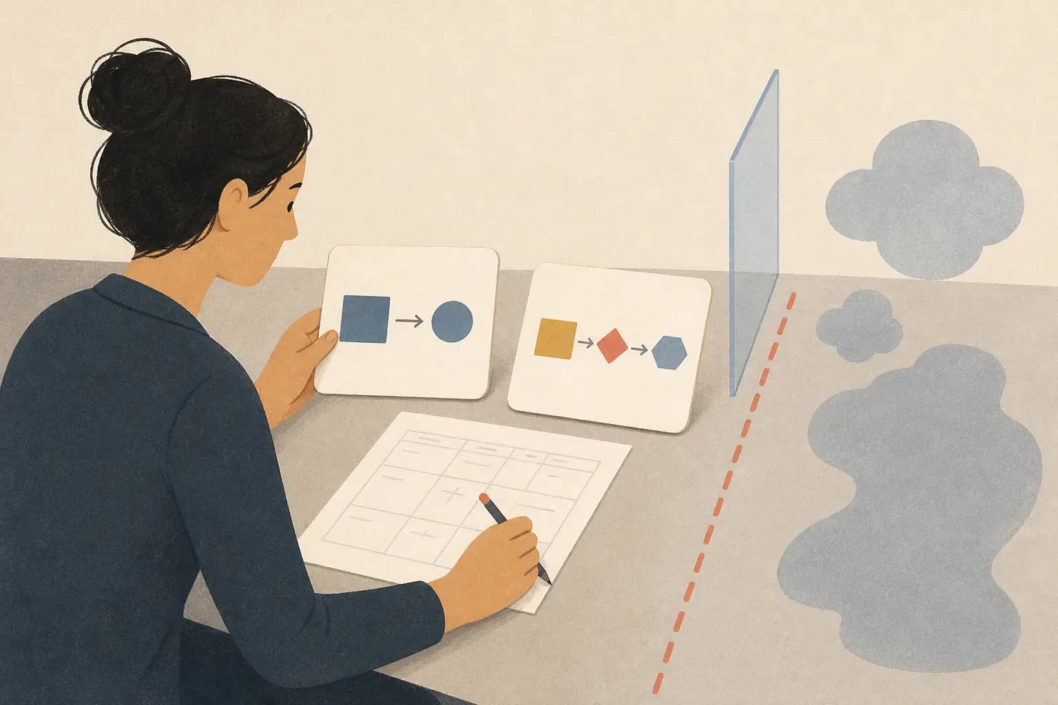 Illustration of a changed-task rehearsal after an AI workshop