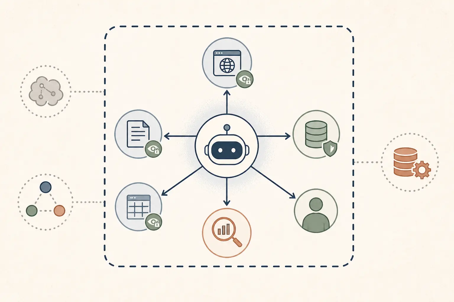 Illustration of an AI agent proof of concept moving through scope, evidence, and exit gates