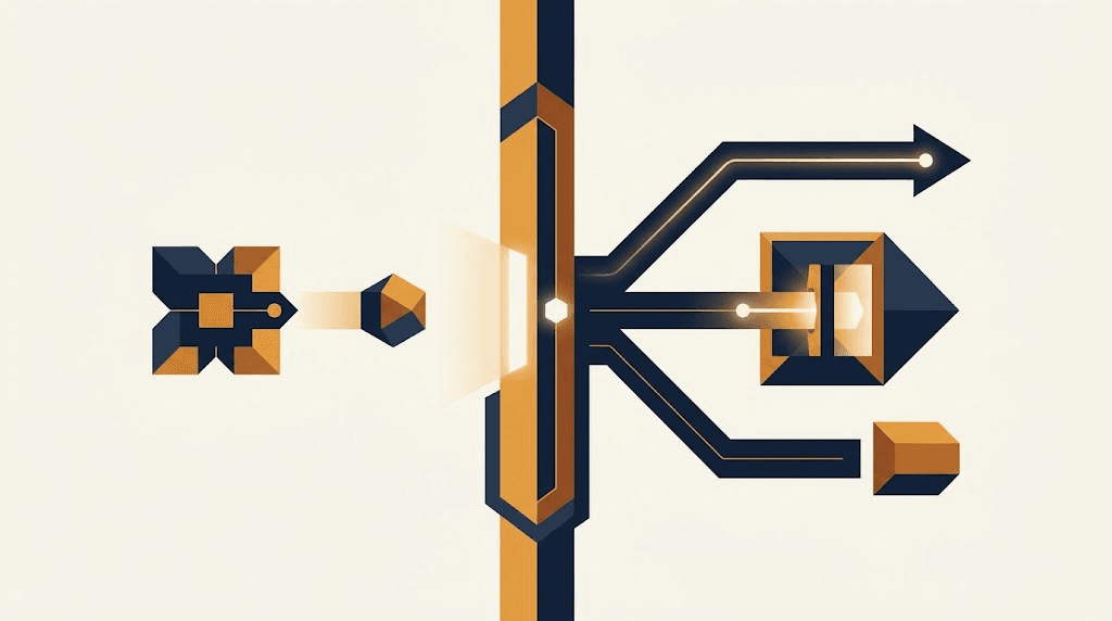 An AI agent action reaching a control boundary that routes it to automatic execution, human review, or a blocked path