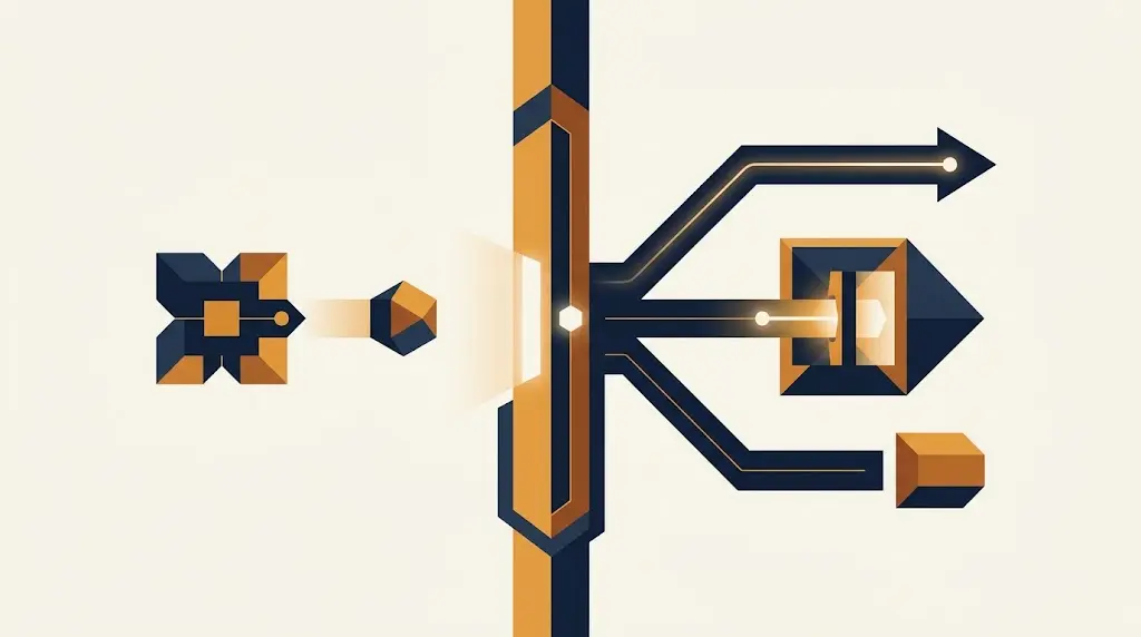 An AI agent action reaching a control boundary that routes it to automatic execution, human review, or a blocked path