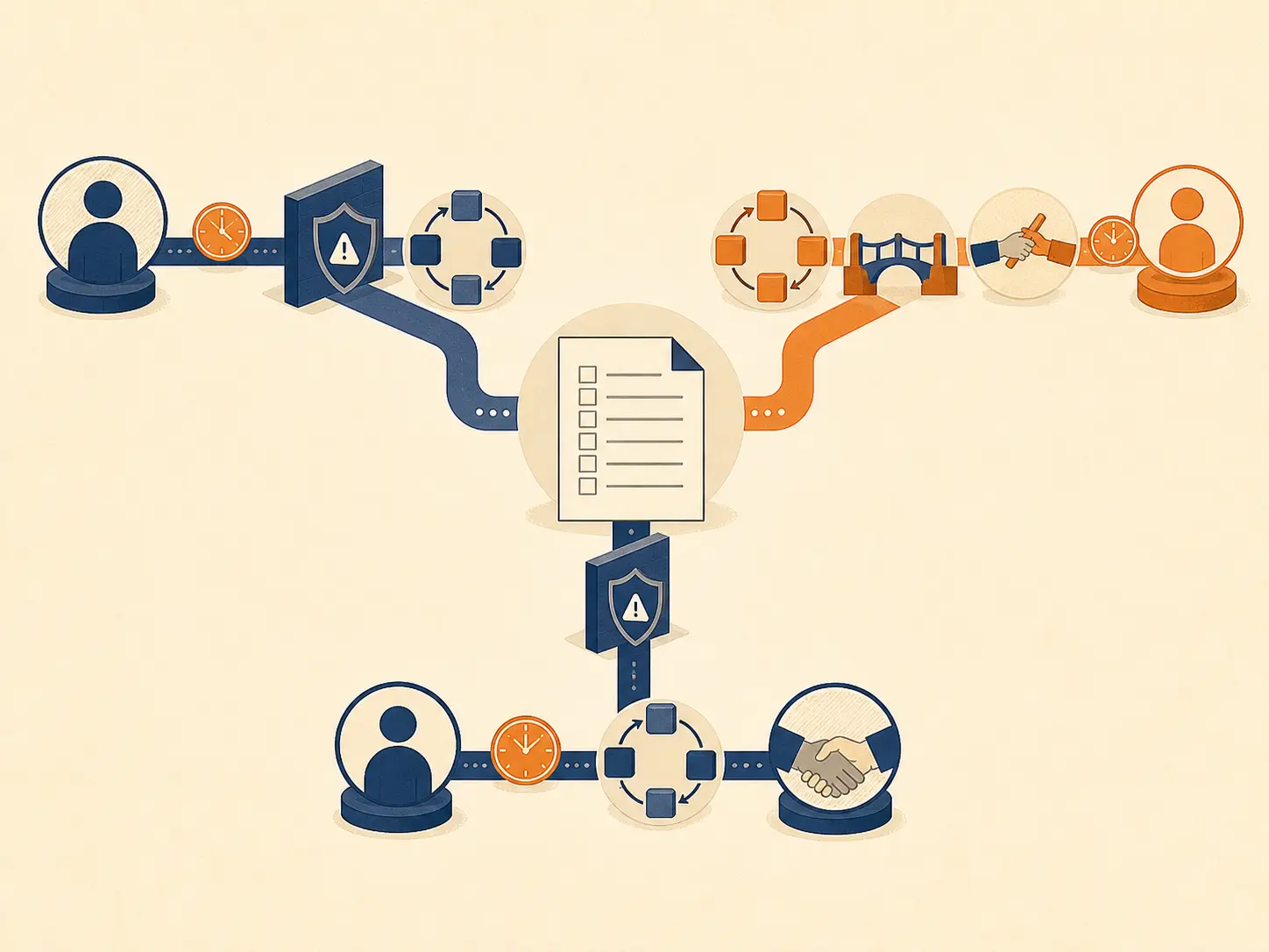 Illustration of the decision worksheet comparing three AI workflow paths
