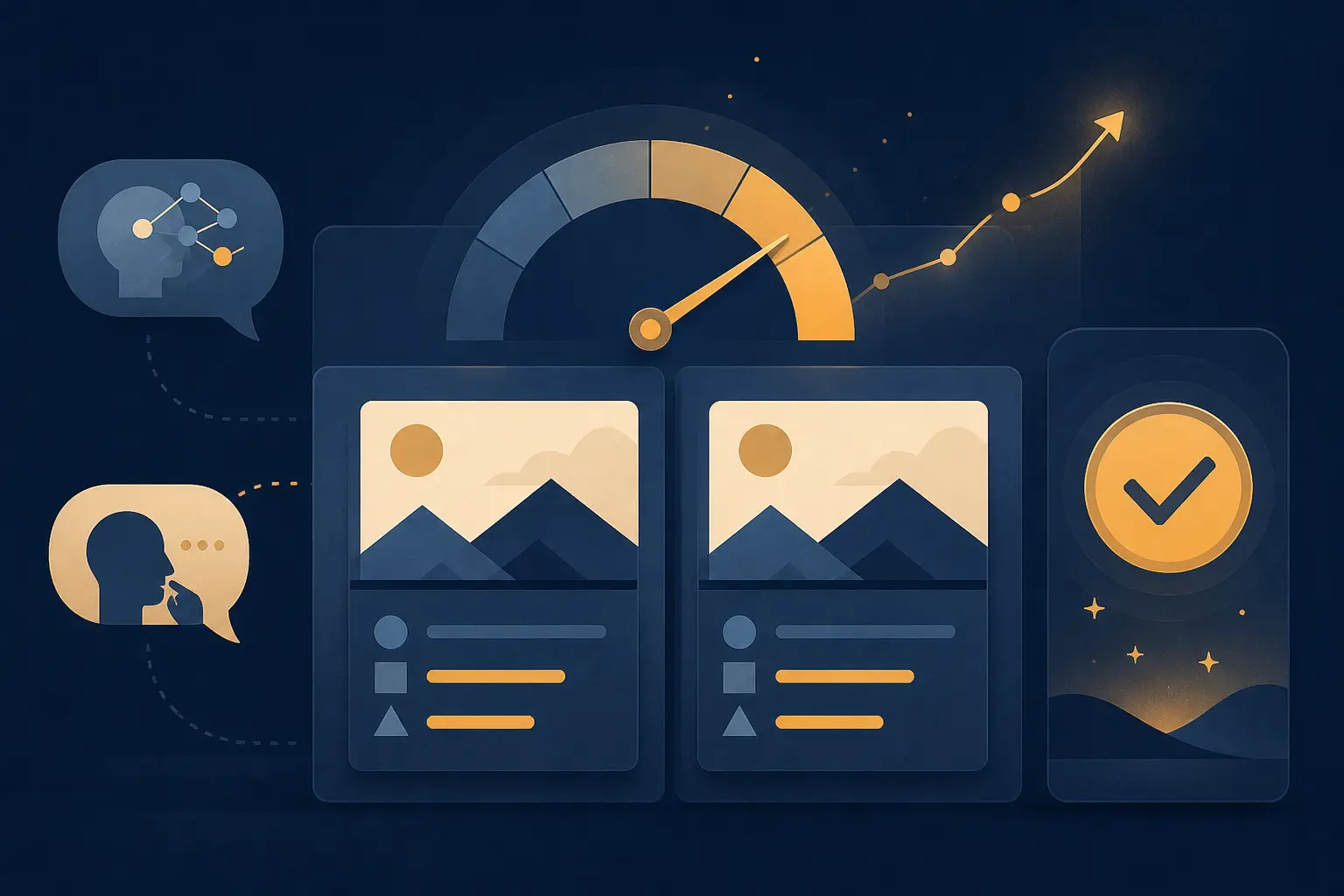 Illustration of an AI score rising when persuasive wording changes but useful work stays the same