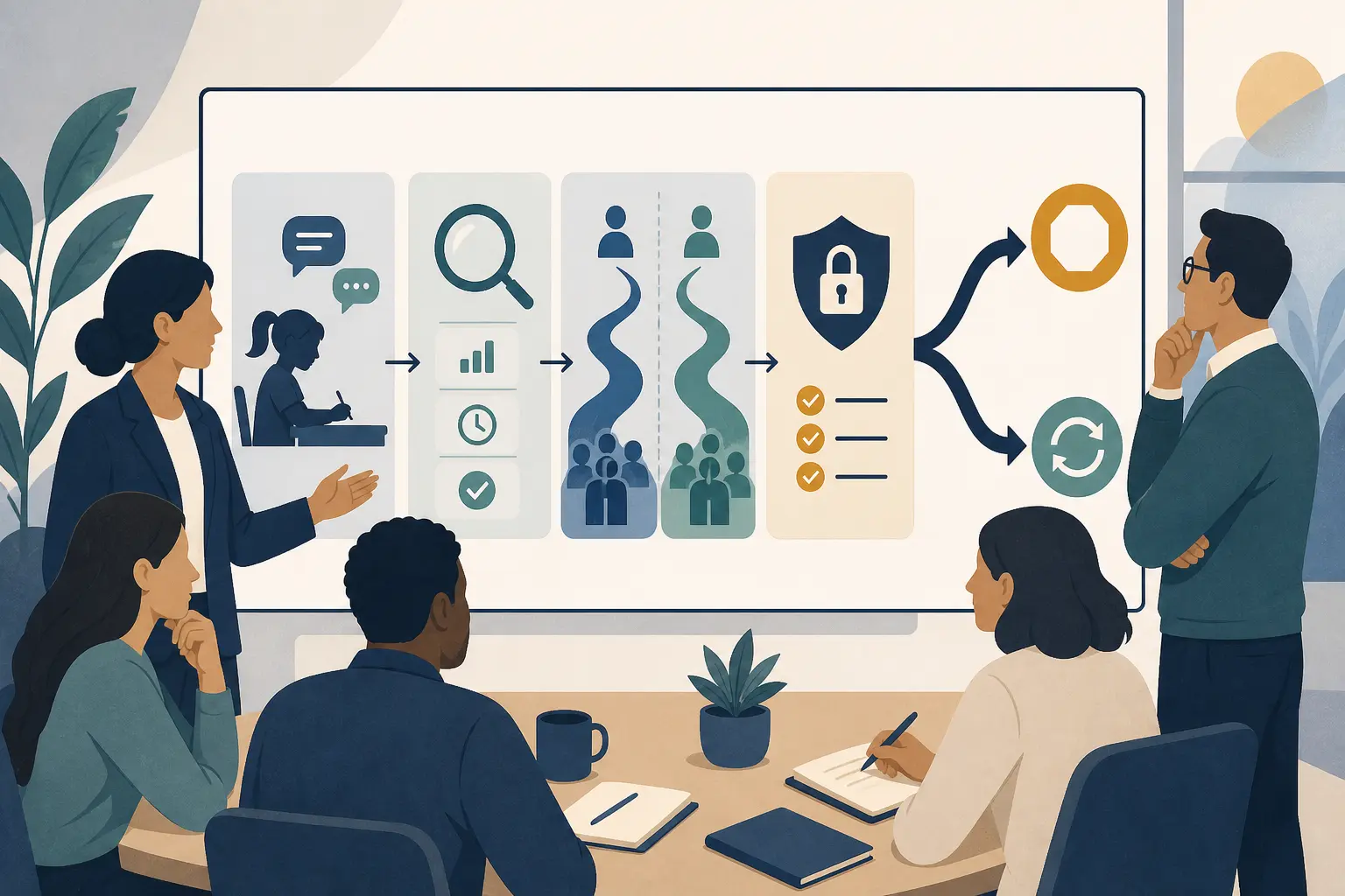 Illustration of a procurement scorecard translating a qualitative AI tutoring goal into an observable pilot decision