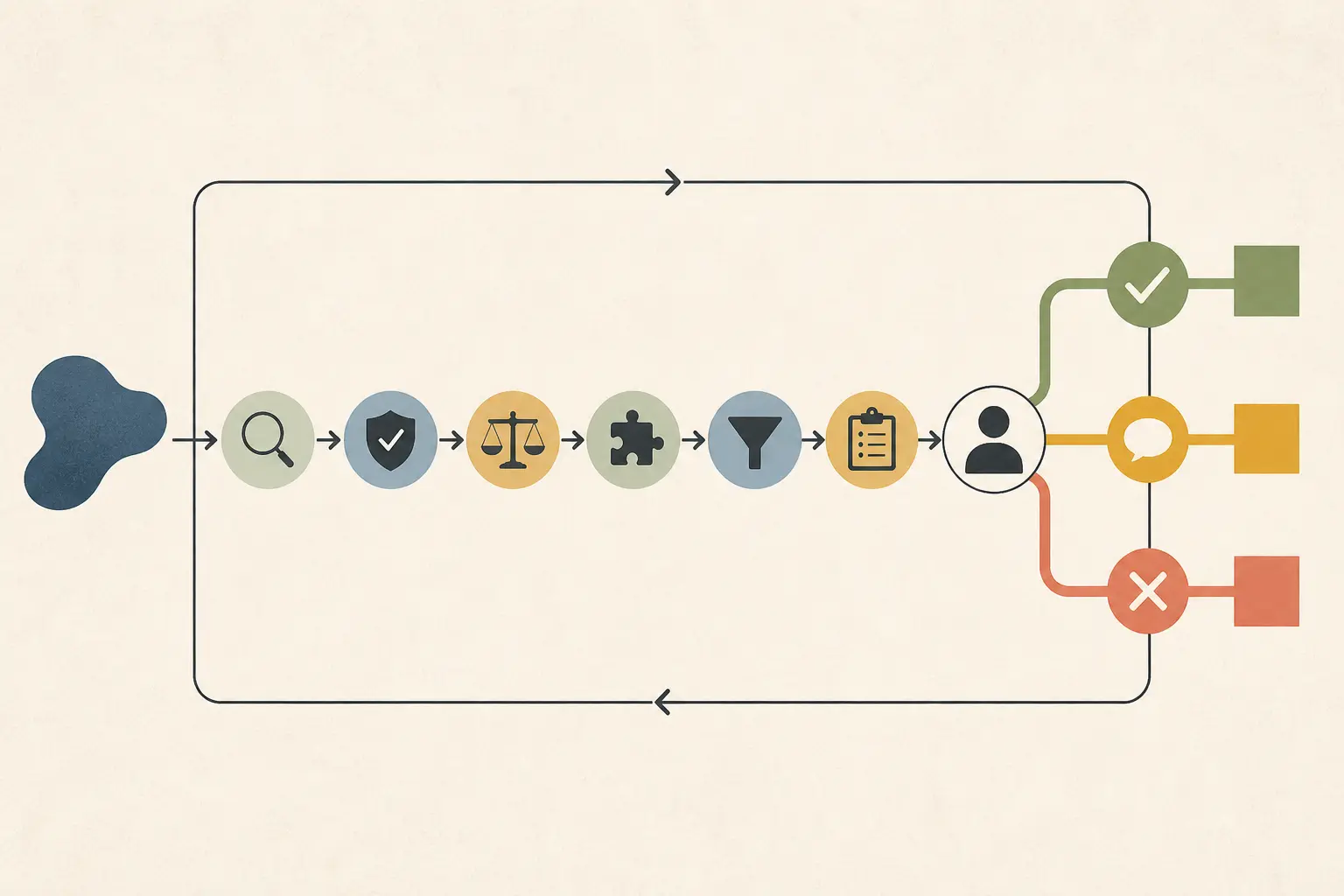 Illustration of a bounded AI research-request intake workflow