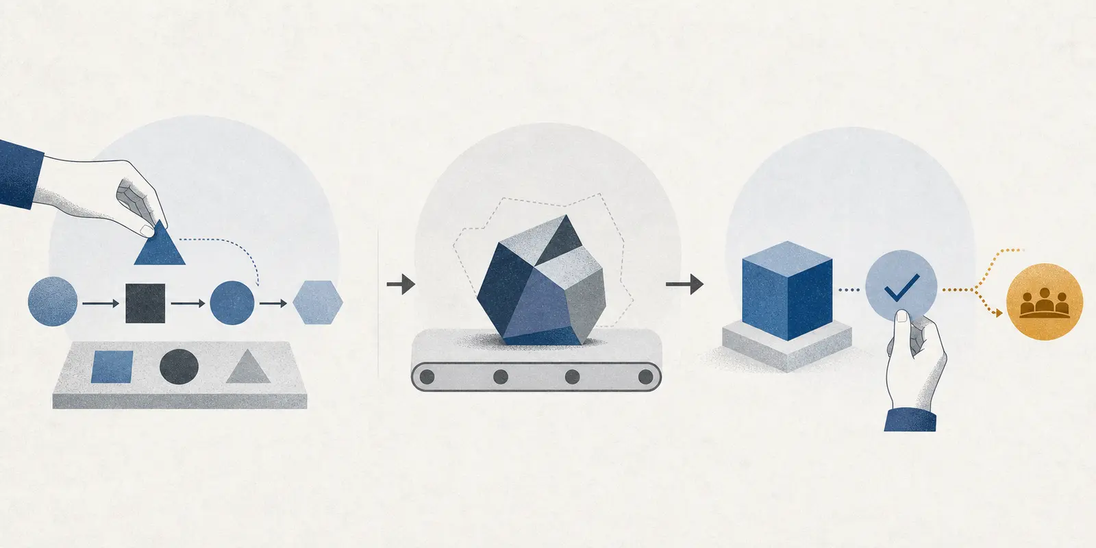 Illustration of a learner moving from guided AI training to an unseen task with verification and safe escalation
