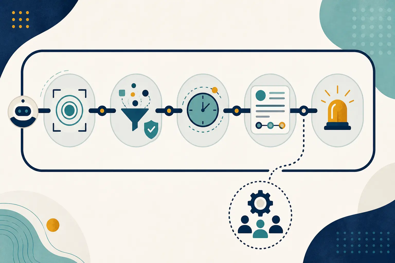 Illustration of a product manager comparing four AI architecture paths in a review matrix