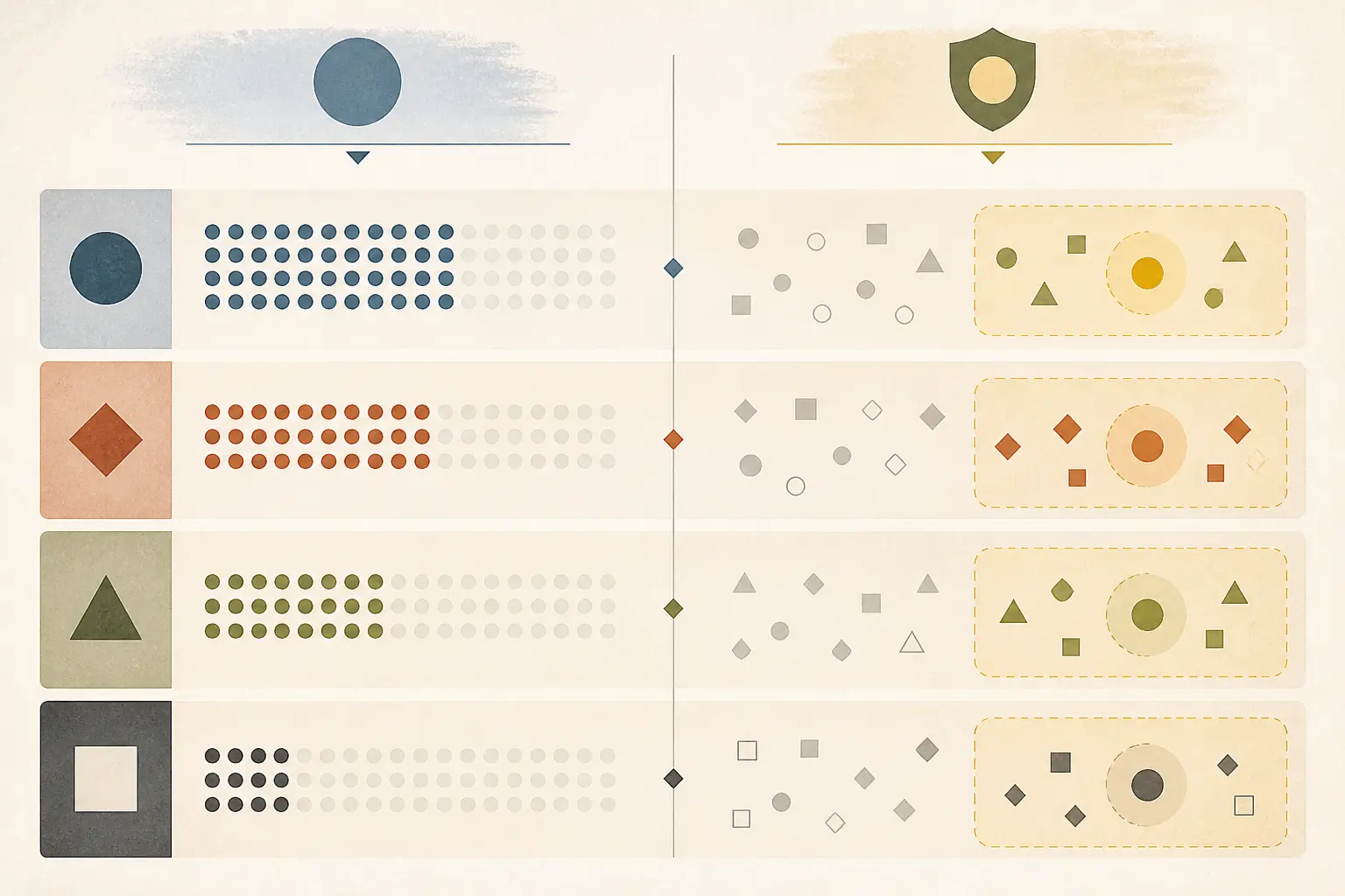 Illustration of an evaluation worksheet separating production weighting from rare-case coverage