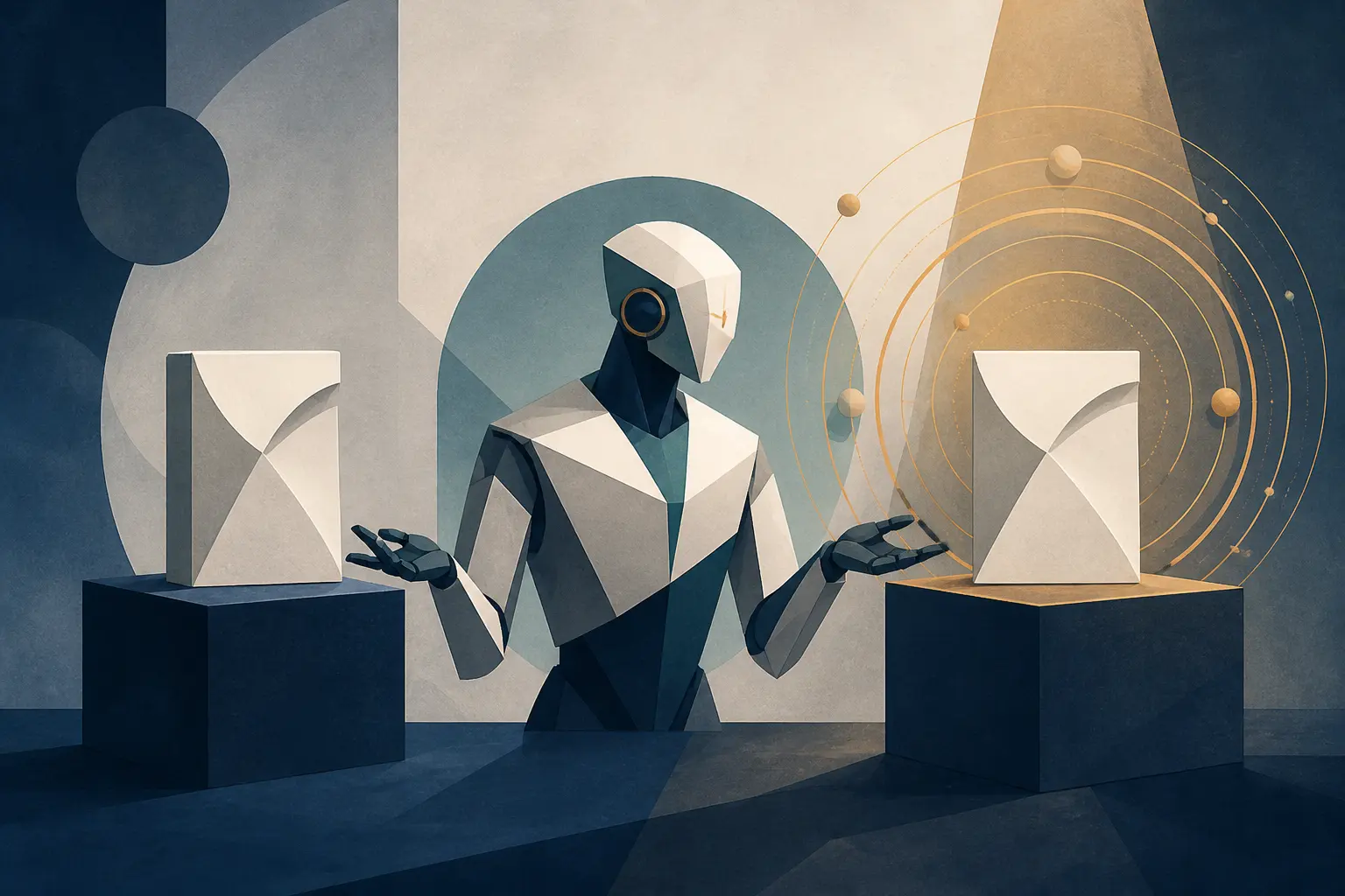 Illustration of an AI evaluator comparing useful work with persuasive wording