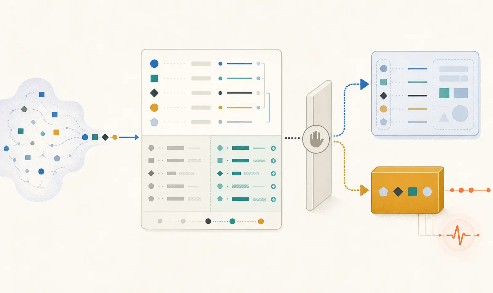 Illustration of an AI agent turning a tool call into a reviewable proposal before execution