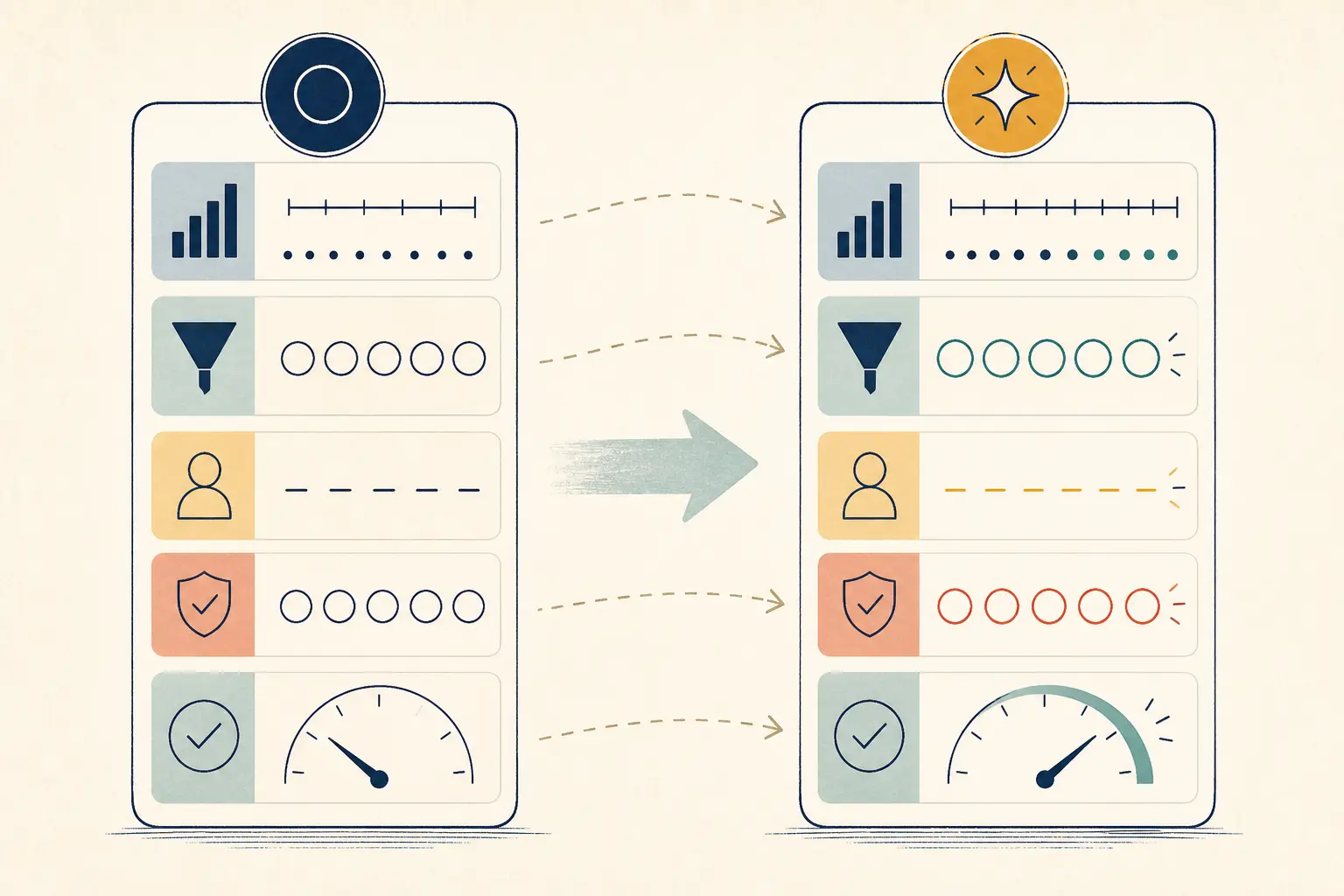 Illustration of an AI agent baseline and pilot comparison using volume, human effort, quality, and verified outcomes