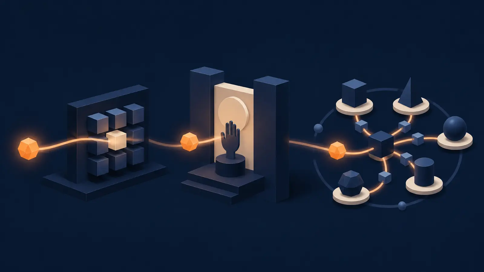 Illustration of one AI job changing architecture as team ownership and approval constraints change