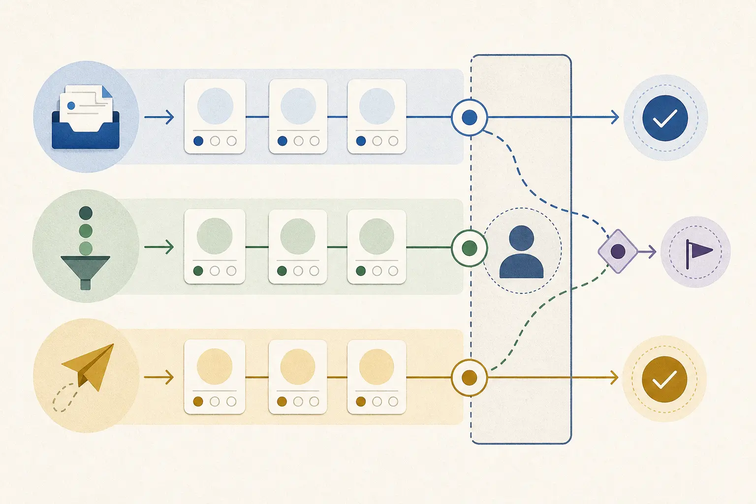 Illustration of an evidence ledger separating provenance, completeness, accuracy, relevance, and missingness