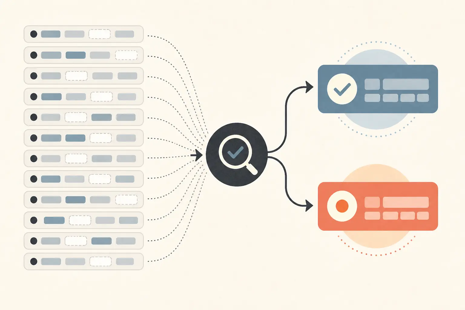 Illustration of an incomplete-record evidence ledger branching into two sensitivity scenarios