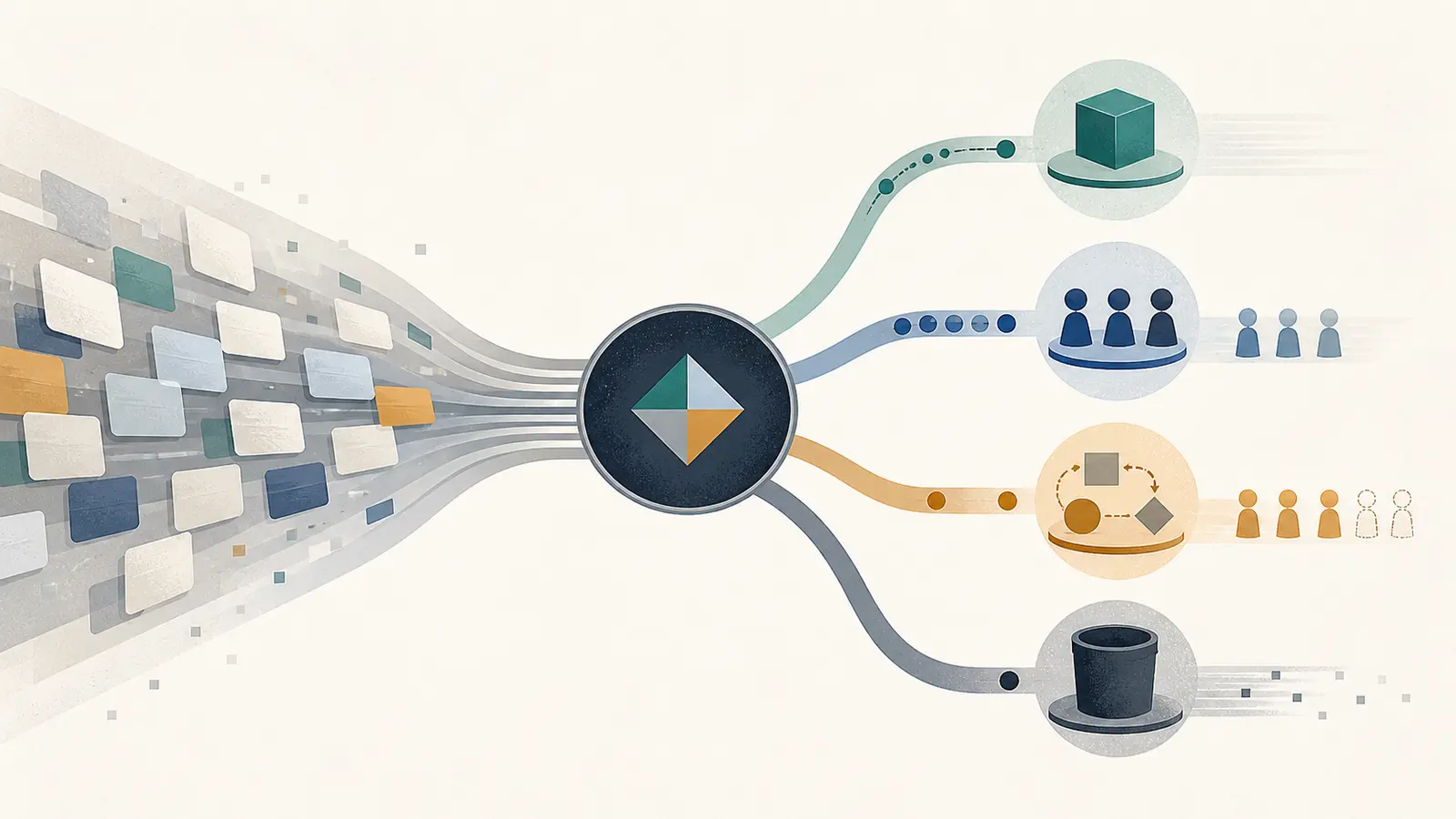 Illustration of a product team choosing an AI pilot reviewer mix from a calibration worksheet