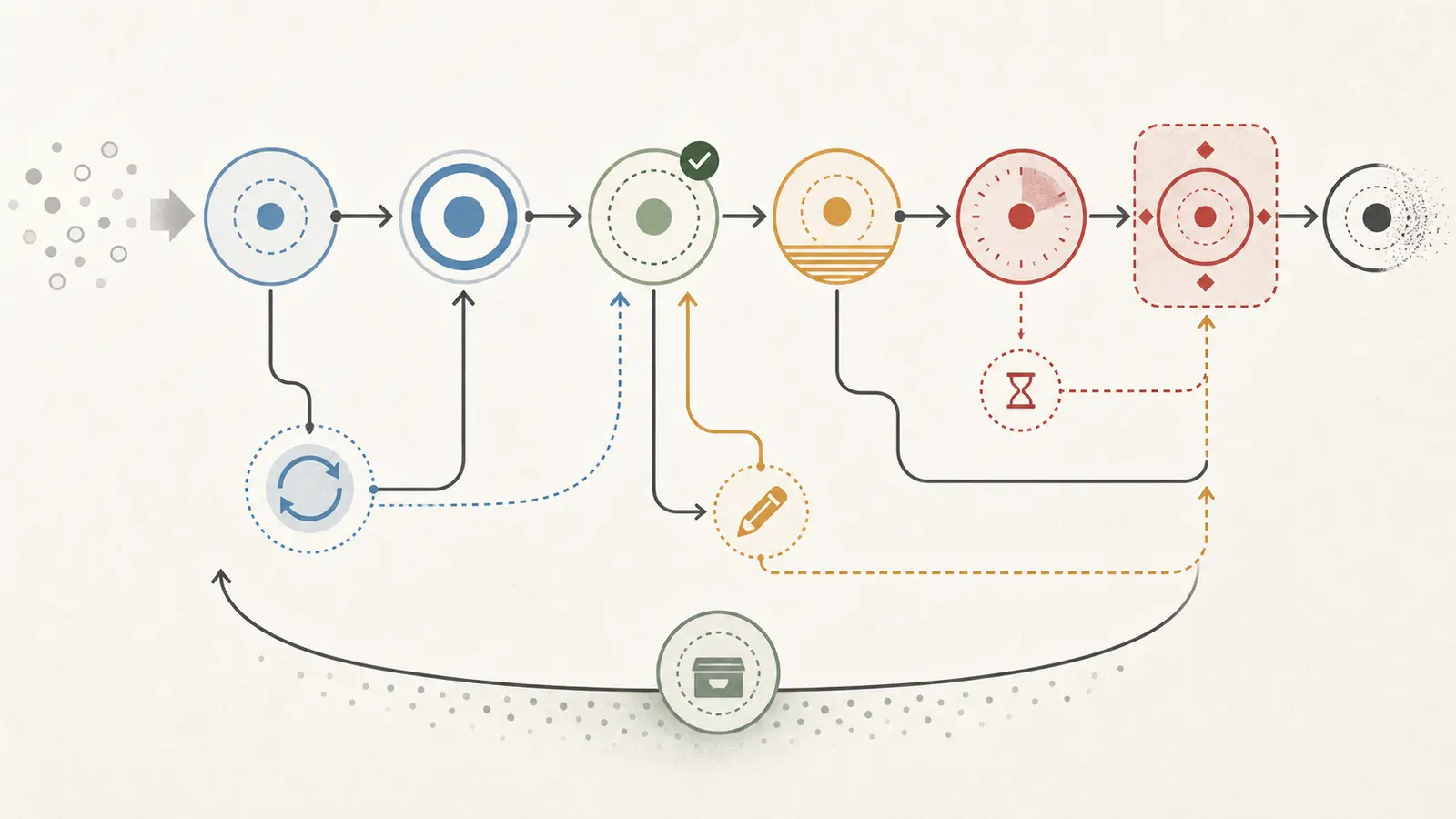 show scoped retrieval joining durable memory with current source-of-truth data before action