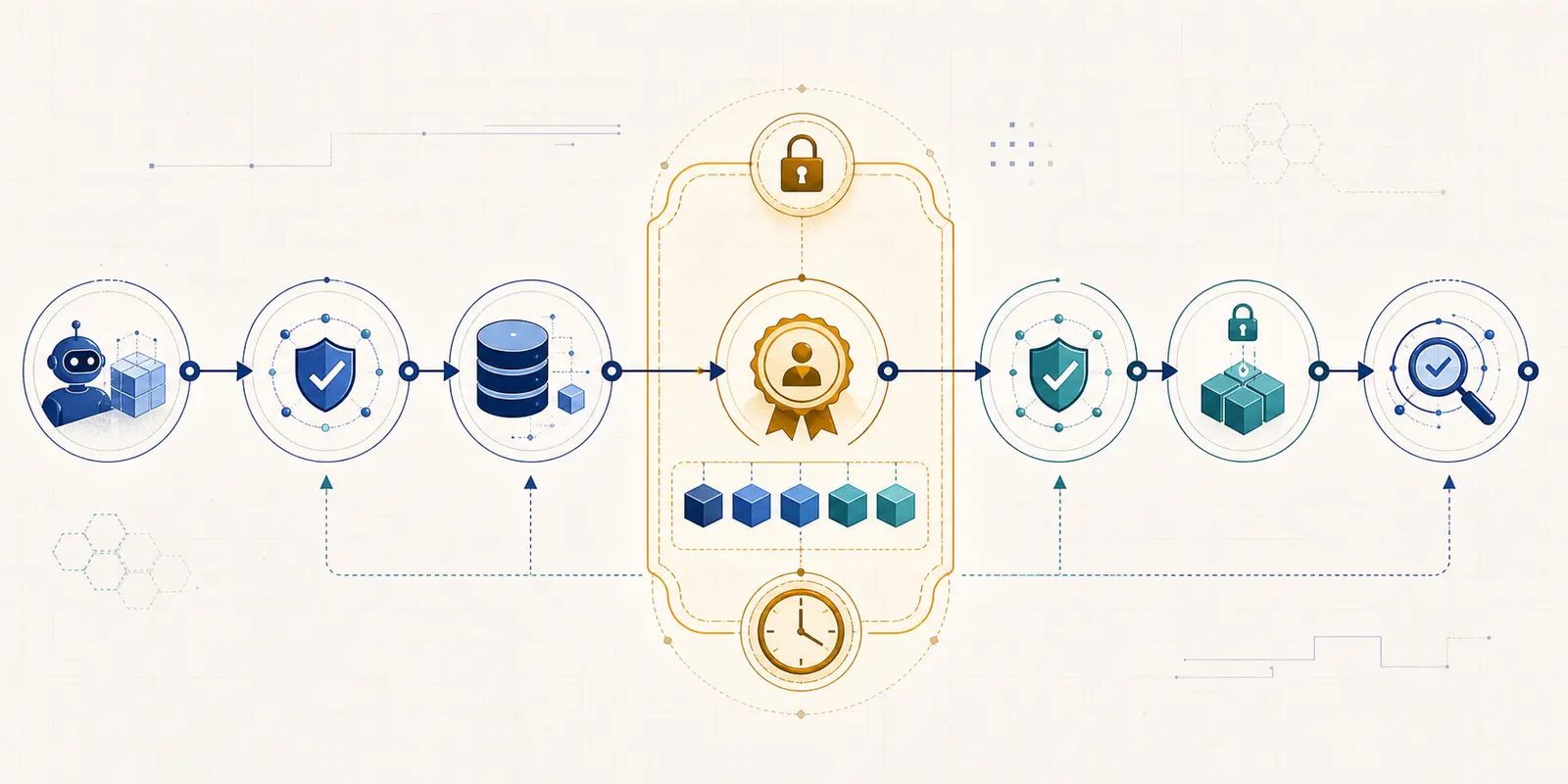 Illustration of an AI agent approval and commit boundary