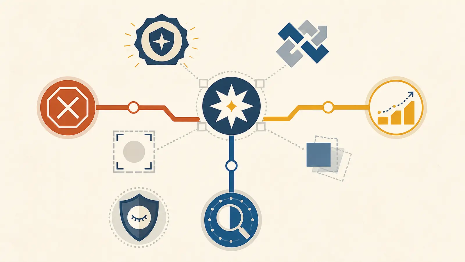 Decision map routing AI agent monitoring signals to block, investigate, or trend responses