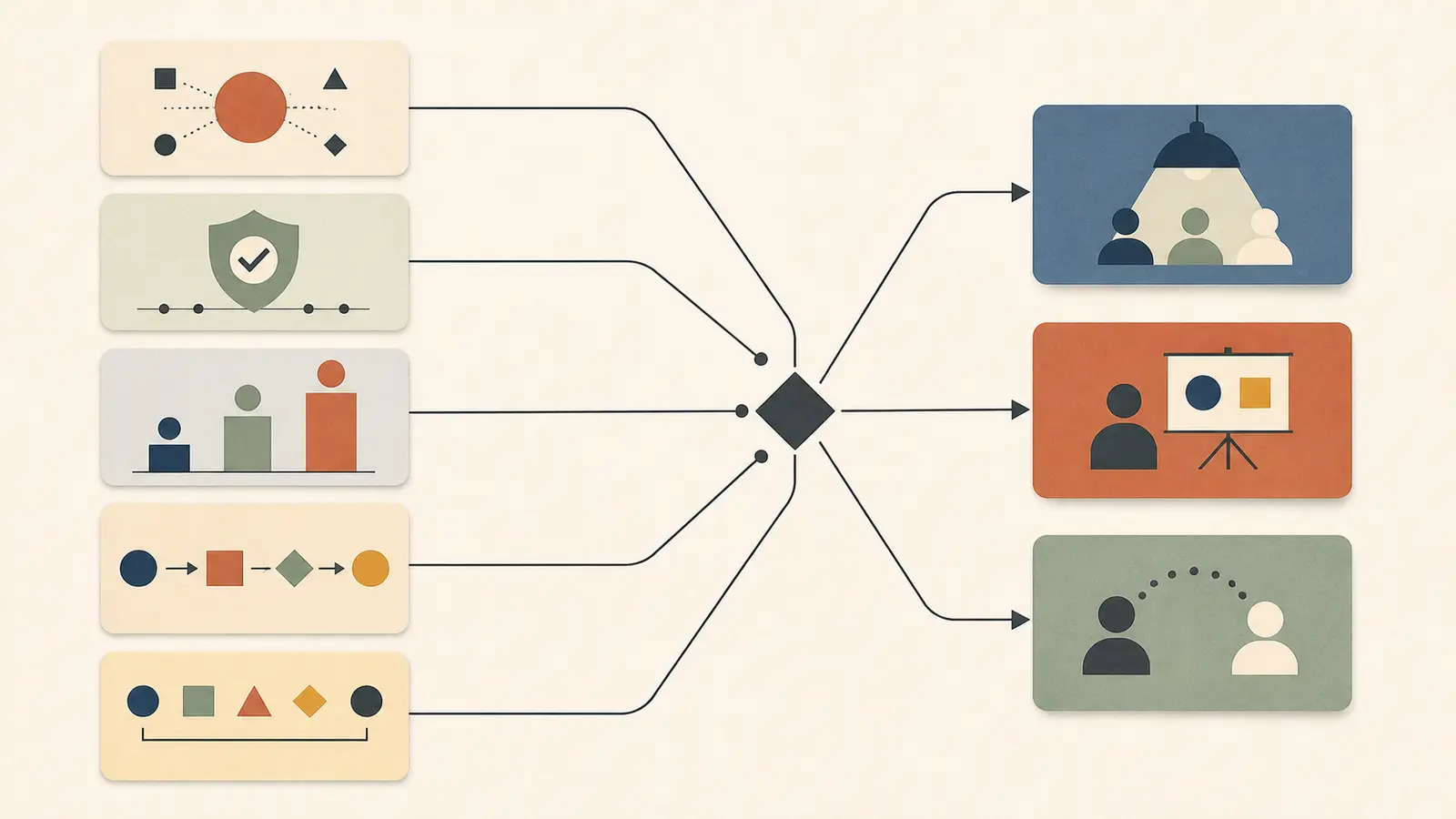 Illustration of three purchase paths branching from a team capability decision
