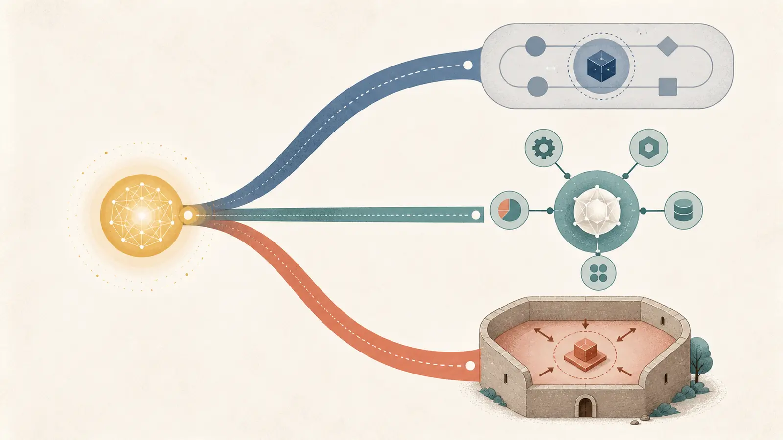 Illustration of an AI feature boundary decision between an existing product and a standalone product