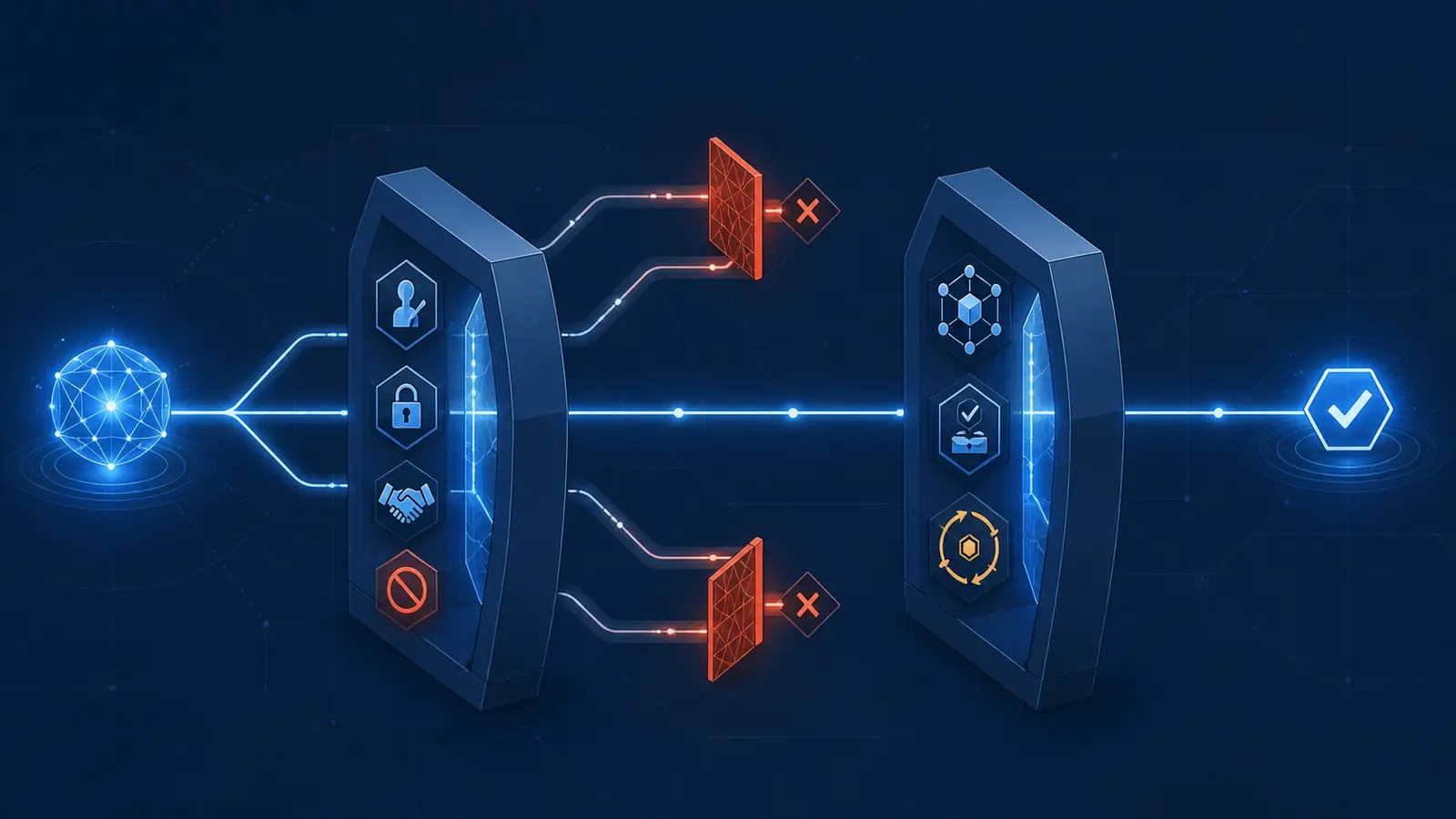 Two release gates check control requirements and operating capacity before an AI agent pilot expands
