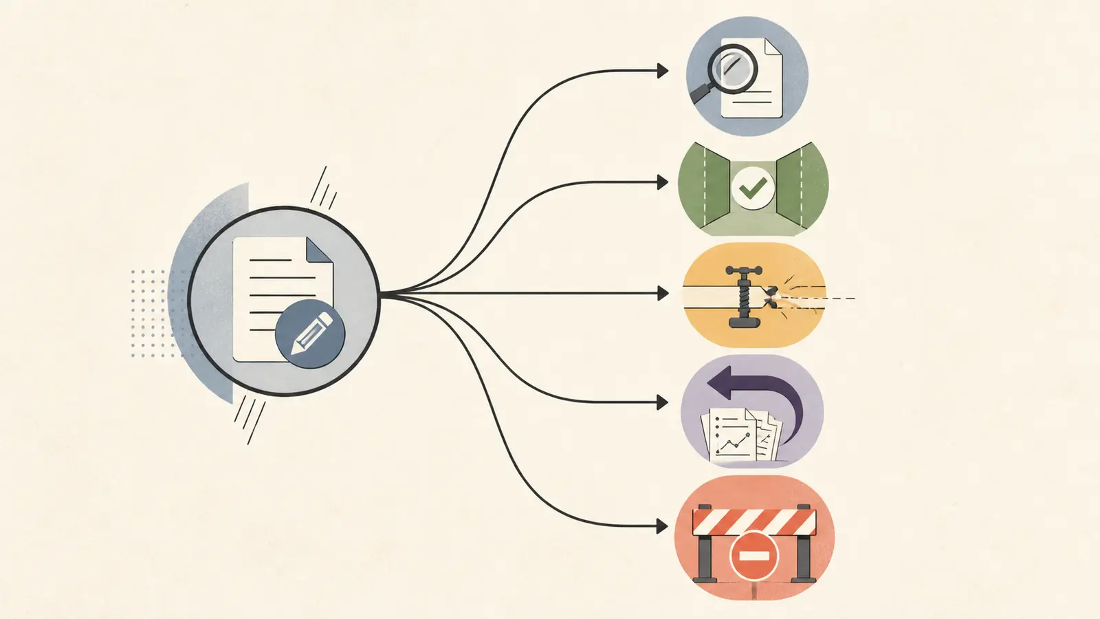 Illustration of a worked release boundary decision with hold, enforce, observe, and rollback outcomes