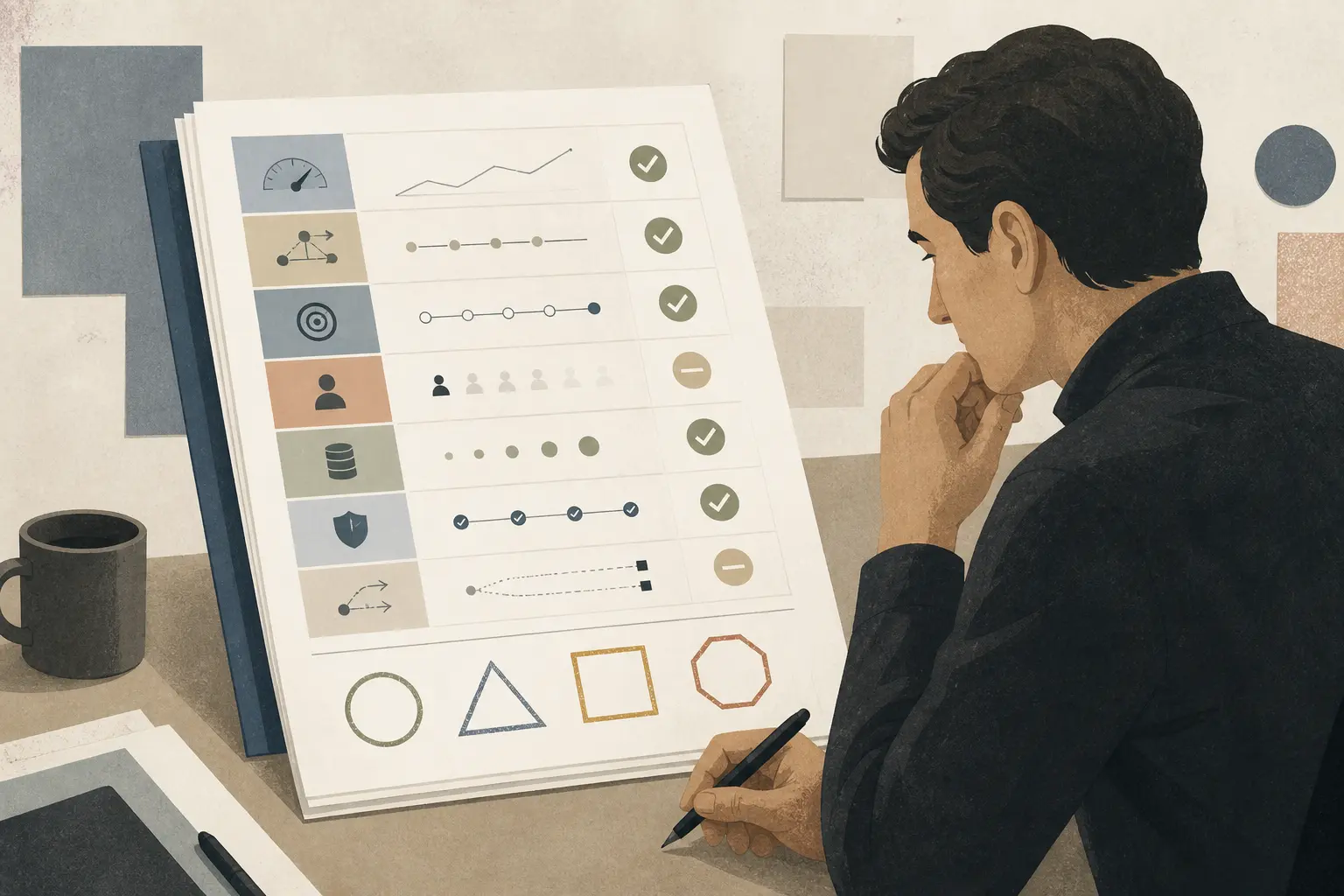 Illustration of a founder checking an AI workflow funding evidence packet