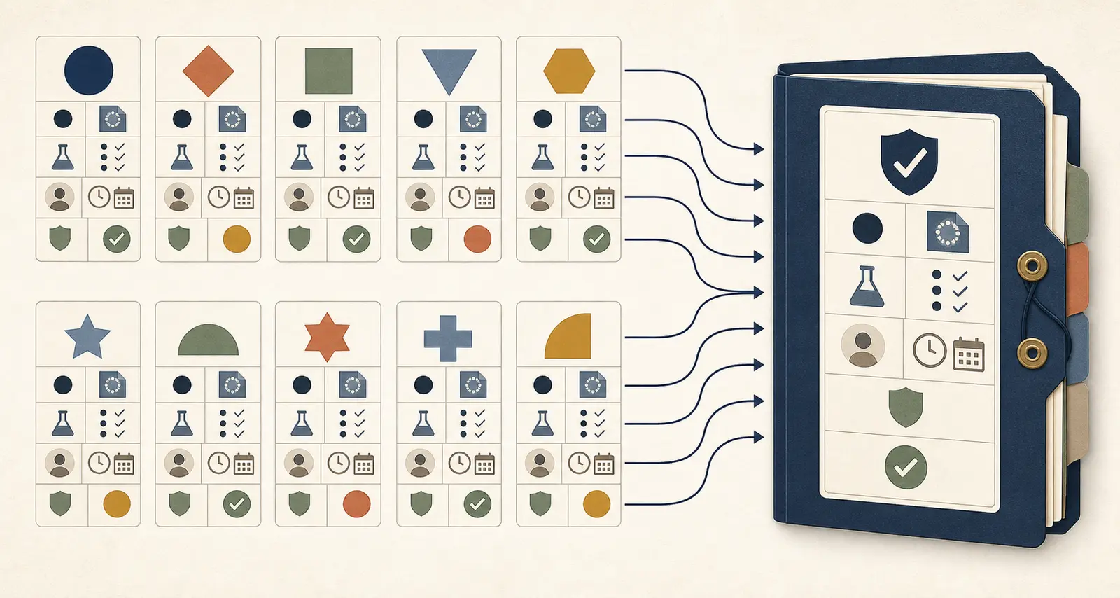 Illustration of a 10-row vendor onboarding exception matrix linking evidence, verification tests, owners, expiry, and outcomes