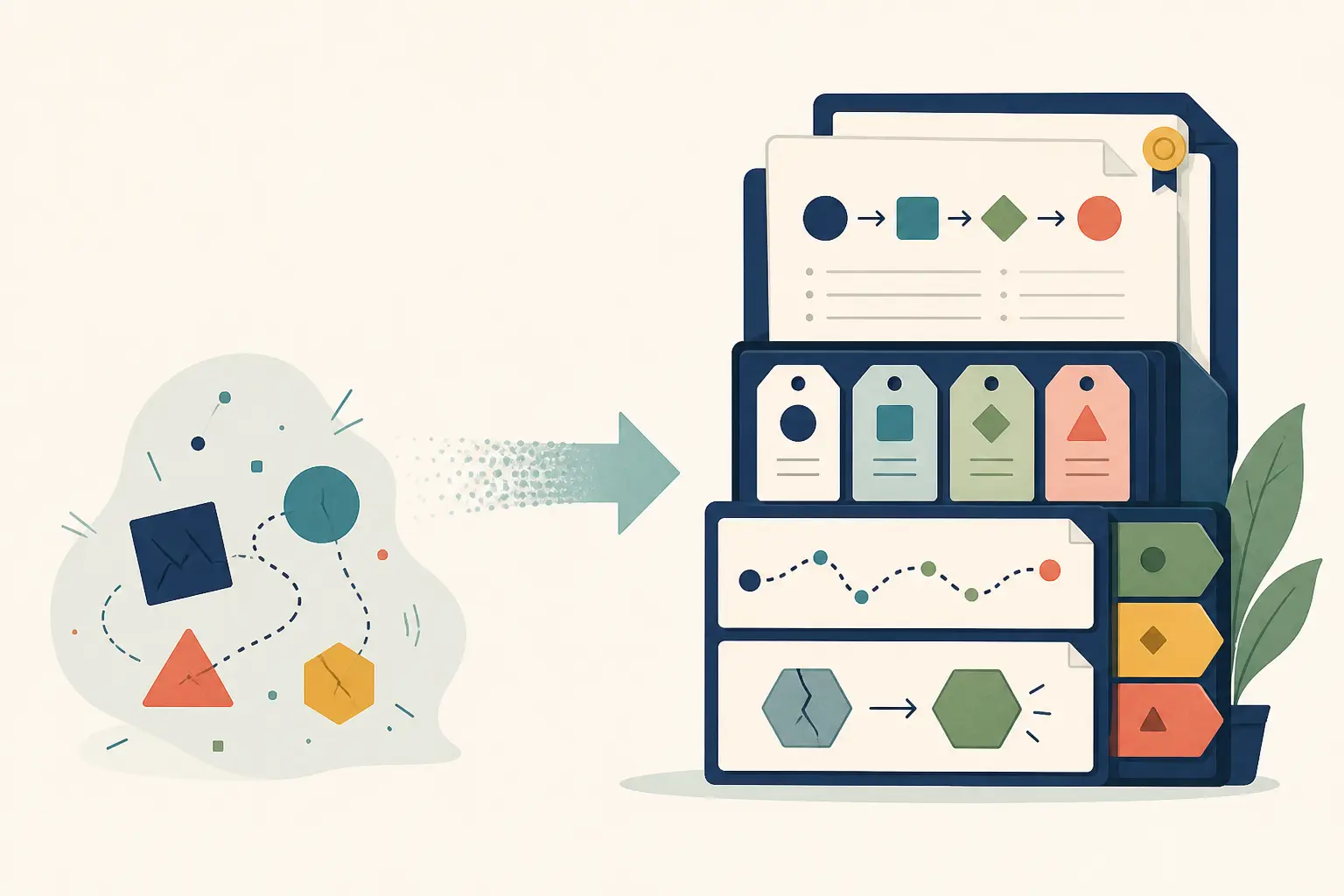 Illustration of an AI learner moving from a first prototype to a tested release decision